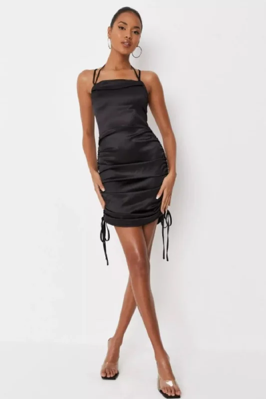 Stylish One Shoulder Mini Dress -LaceUp Bodycon Mini Dress