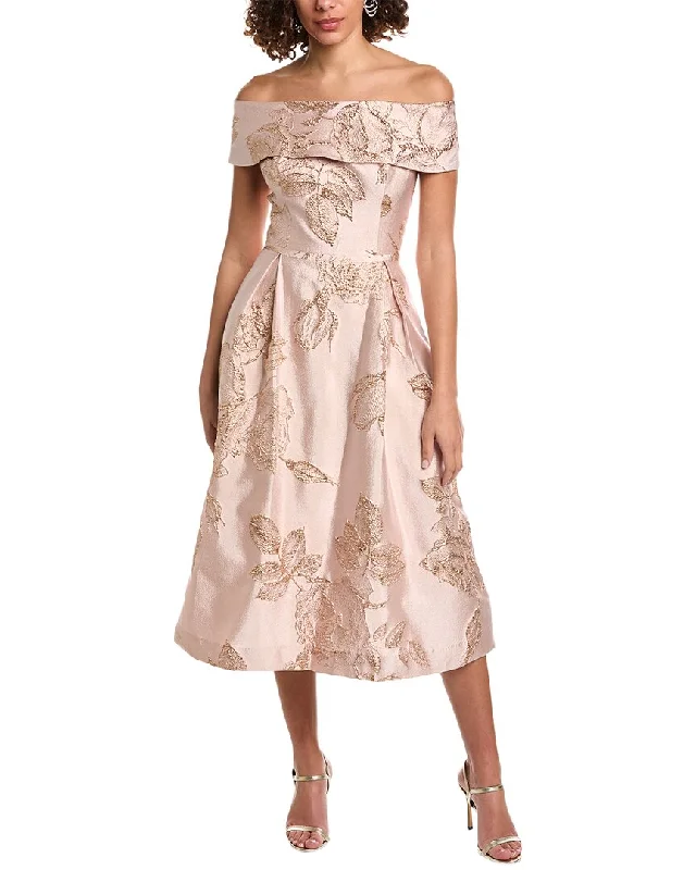 elegant evening dress with beads-Teri Jon by Rickie Freeman Jacquard Cocktail Dress