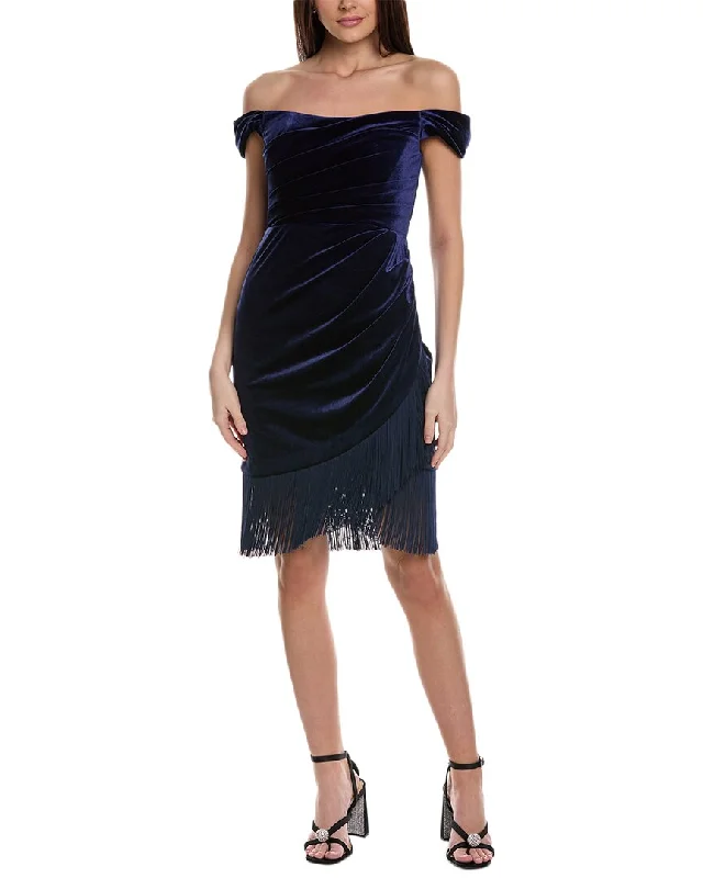 beaded bodice evening gown-Theia Melissa Fringe Cocktail Dress