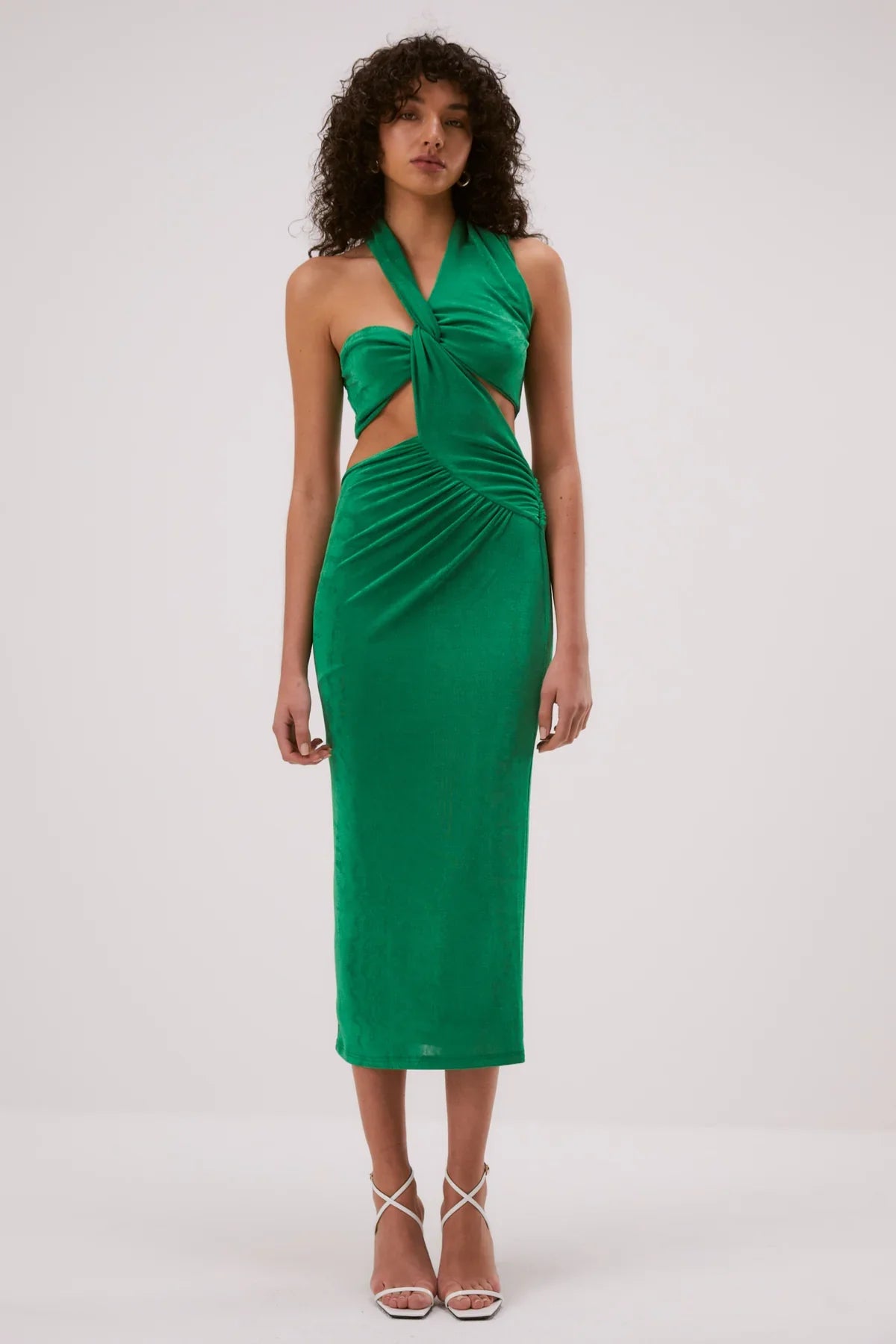 boat neck midi dress-Misha Graciela Slinky Jersey Midi Dress - Island Green