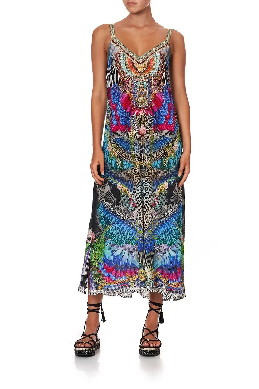 boho midi dress-V NECK MIDI SLIP DRESS CAFE NAIROBI