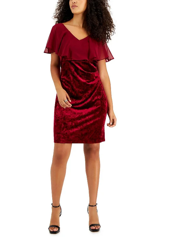 Strapless Bodycon Mini Dress -Petites Womens Velvet Mini Cocktail and Party Dress