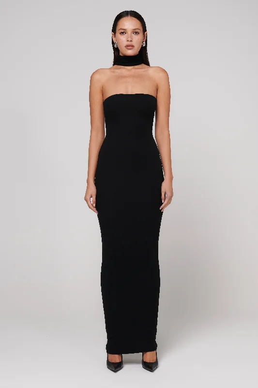 beaded midi dress-Raine Midi Dress - Black