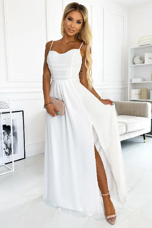 evening gown with sequins-Spaghetti Strap Sweetheart Neck Split Dress