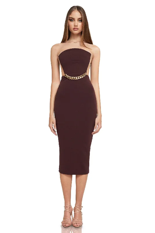 turtleneck midi dress-Nookie Scandal Midi Dress - Chocolate