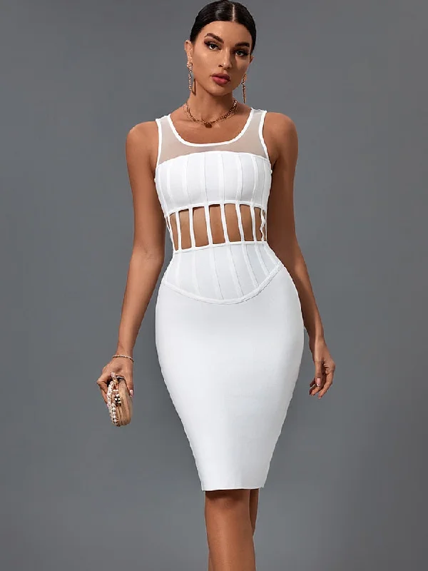 evening gown with side slit-Elegant Sexy Ribbed Bandage Dress