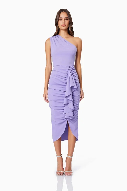 abstract print midi dress-Jade Midi Dress - Purple