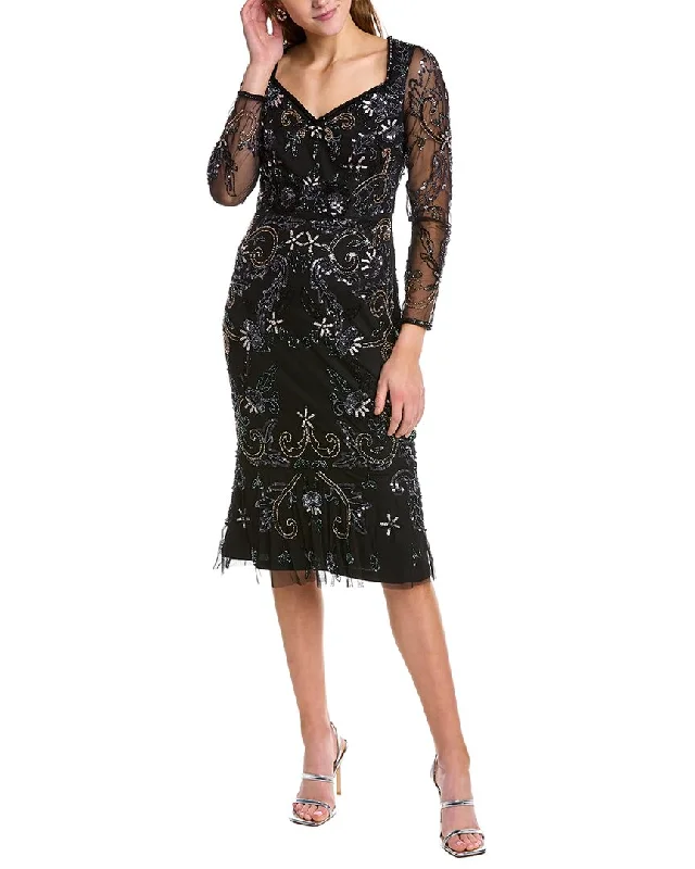 off-the-shoulder evening gown-Adrianna Papell Embellished Cocktail Dress