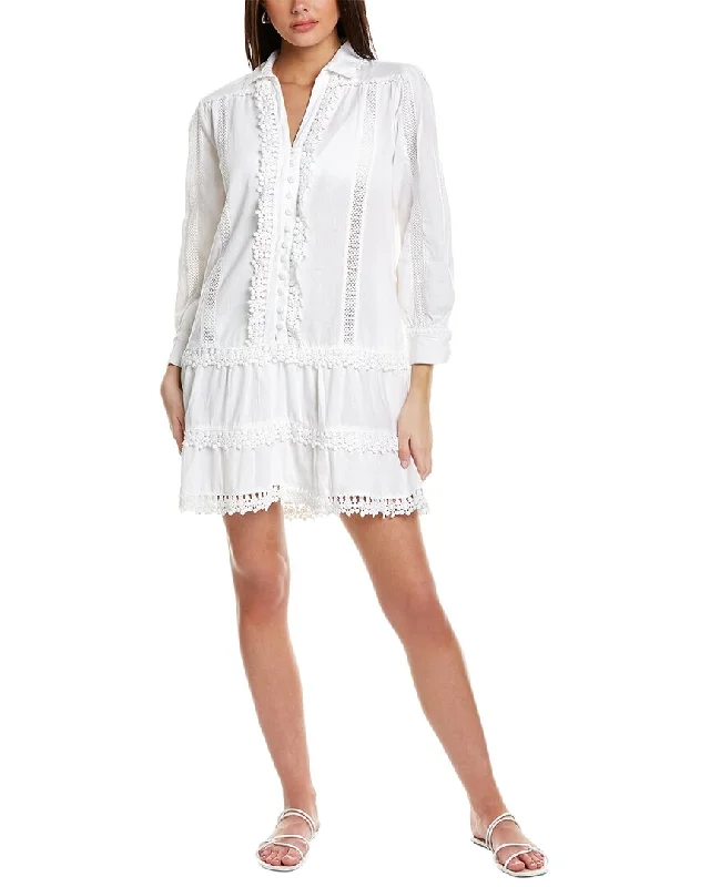 mini dress with scalloped hem-Melissa Odabash Lucia Linen-Blend Mini Dress