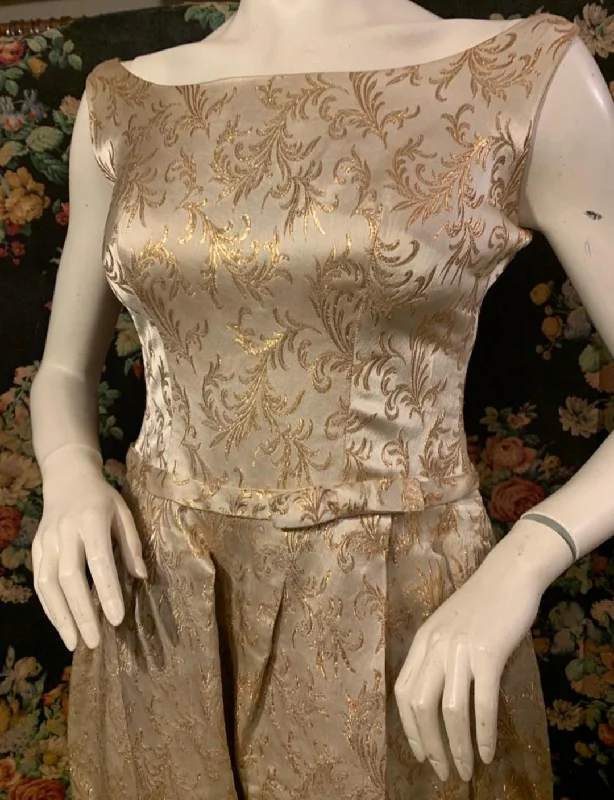 formal evening dress-1960s Gold Brocade Cocktail Dress by Robert Dorland