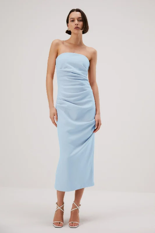 satin midi dress-Misha Calandra Midi Dress - Sky Blue