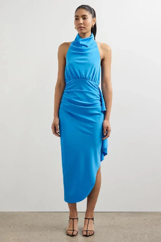 high-low midi dress-Misha Esilda Midi Dress - Topaz Blue