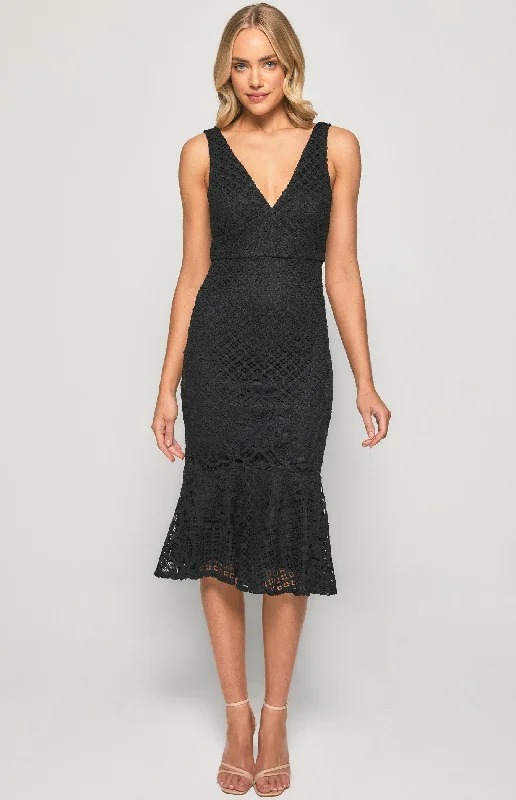 beaded midi dress-Verena Midi Dress - Black