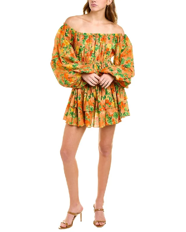 ruffled mini dress with tie waist-Caroline Constas Sage Mini Dress