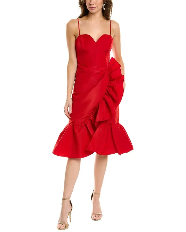 velvet evening dress-Carolina Herrera Sweetheart Silk Cocktail Dress