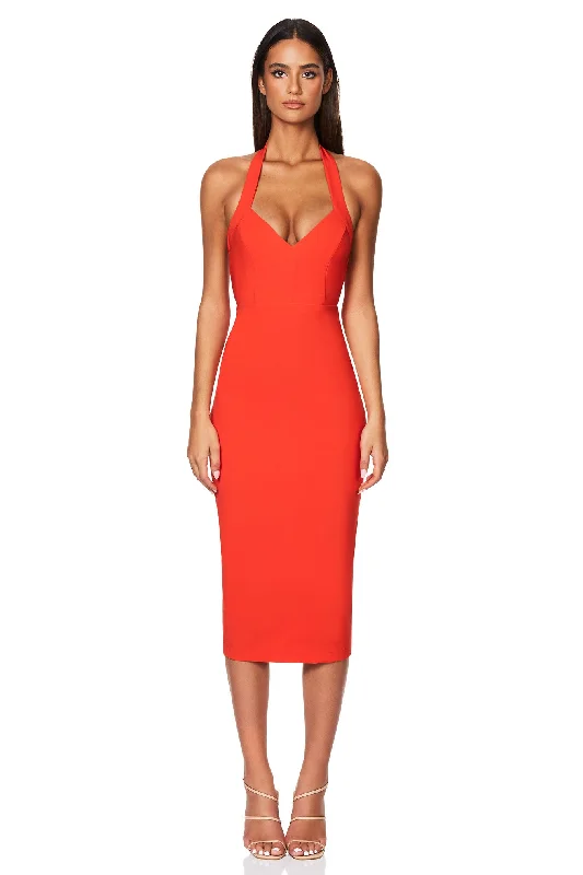 drawstring midi dress-Nookie Love Affair Midi Dress - Tangerine