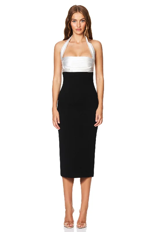 fitted midi dress-Nookie Renaissance Midi Dress - Ivory/Black