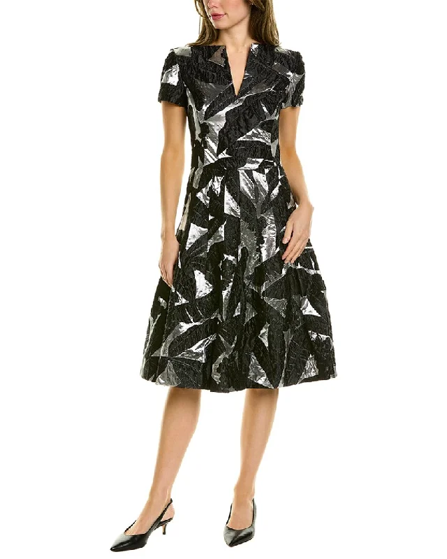 Trendy Satin Mini Dress -Oscar de la Renta Jacquard Silk-Blend Mini Dress