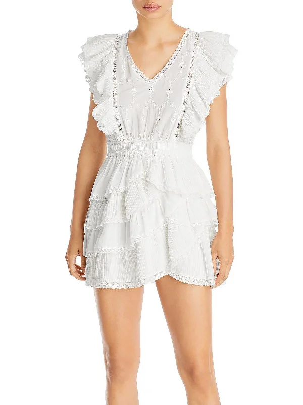 mini dress with high-low hem-Womens Tiered Mini Fit & Flare Dress