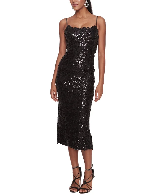 pleated evening dress-Marchesa Notte Sequin Cocktail Dress