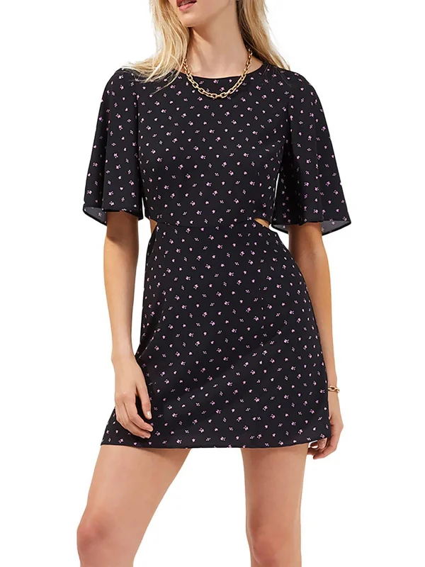 casual hoodie mini dress-Womens Cutout Mini Fit & Flare Dress