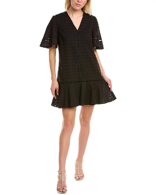 Soft and Feminine Mini Dress -Pearl by Lela Rose Dotted Flounce Hem Mini Dress