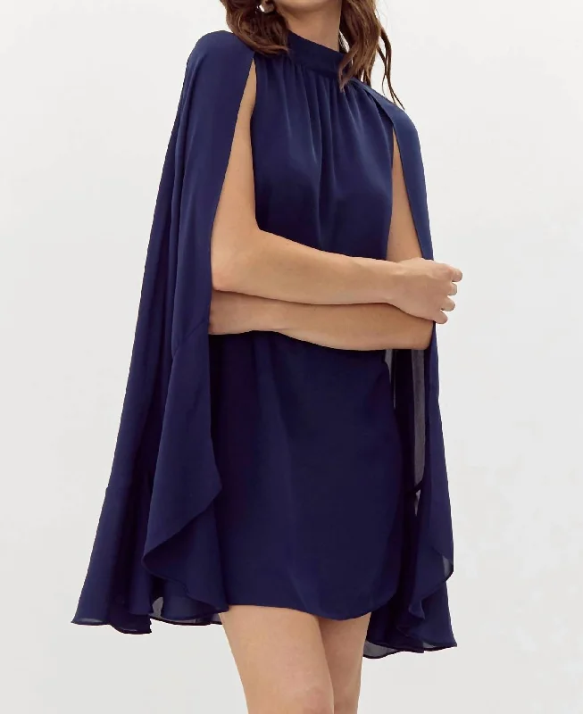 mini dress with flared sleeves-Imogen Chiffon Mini Dress In Navy