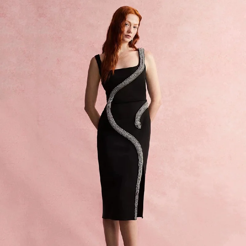 mermaid evening gown-Sexy Snake Beading Bandage Dress