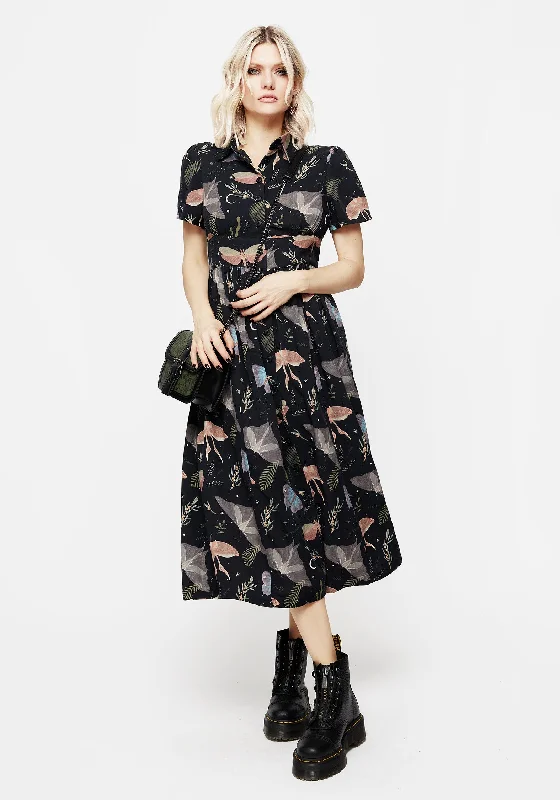 tiered midi dress-Nightmoth Midi Shirt Dress