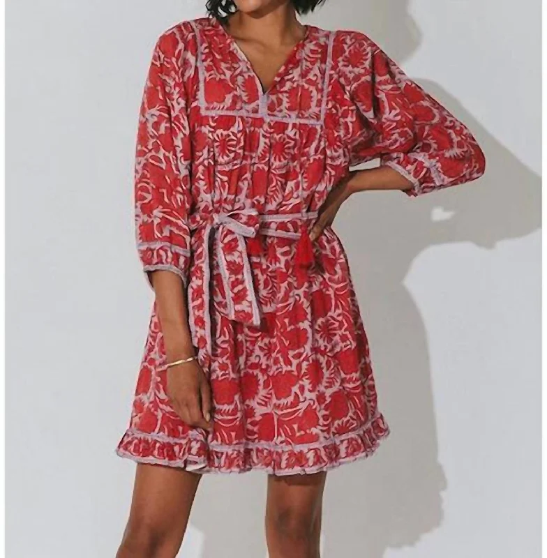 mini dress with peasant sleeves-Kaz Mini Dress In Flora