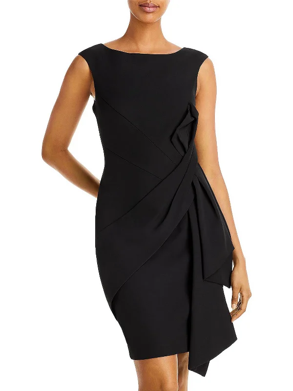 evening dress with sleeves and lace-Womens Side Bow Cap Sleeve Cocktail Dress