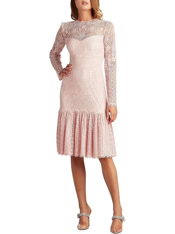 evening dress with plunging neckline-Womens Cocktail Lace Sheath Dress