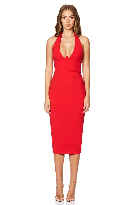 fit and flare midi dress-Nookie Cinema Midi Dress - Cherry